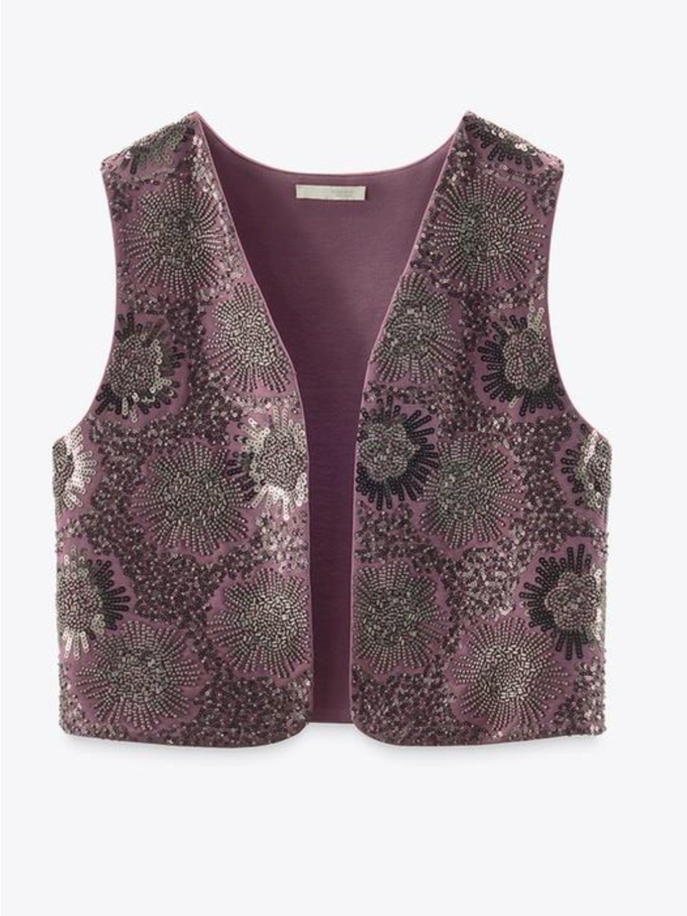 NWT Zara - BEADED EMBROIDERED VEST
PURPLE . Size s